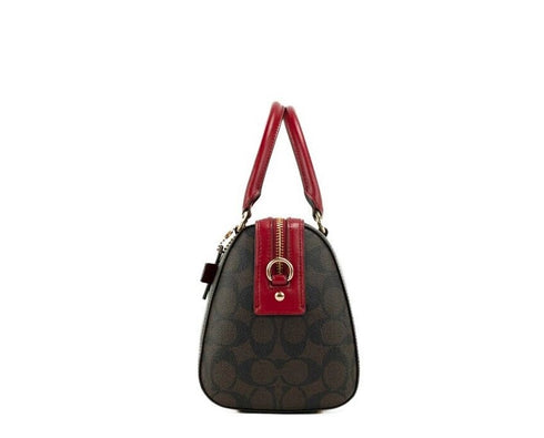 COACH Rowan Brown 1941 Red Signature Medium Satchel Crossbody Handbag